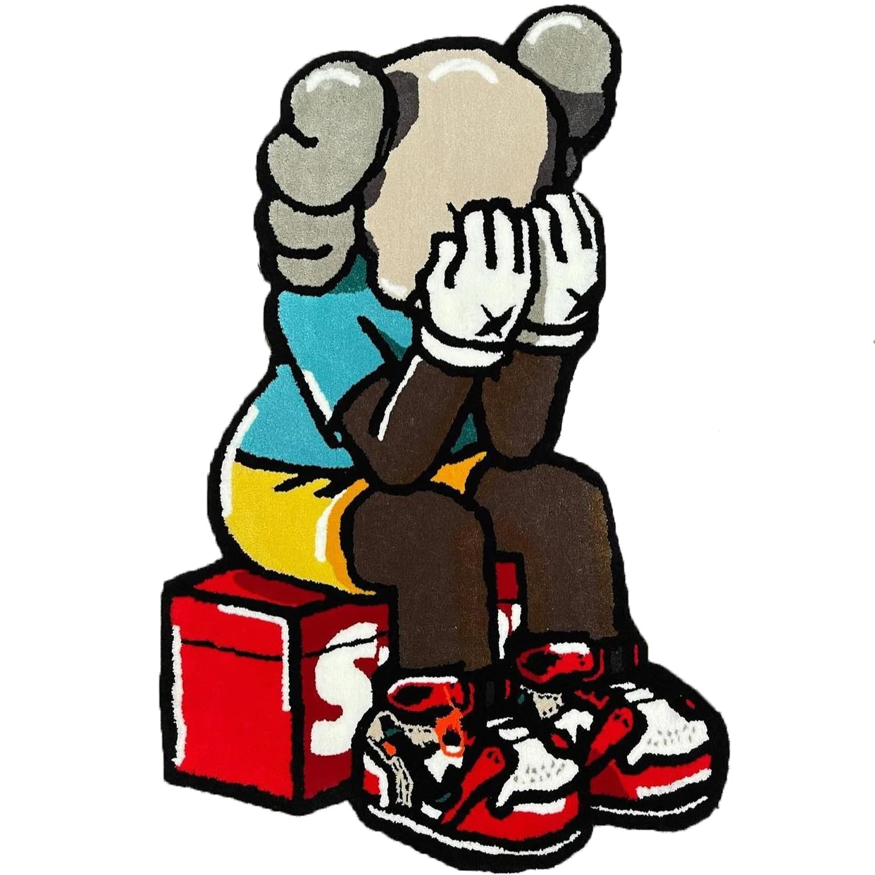 Kaws x Air Jordan ковер отрезок, который нужно сформировать грустно КАС ковер 2,3 x 3.5ft ручной работы на коврике арабских цифр