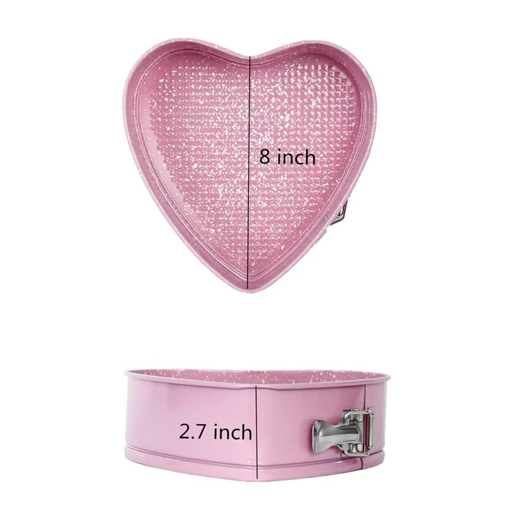 
Pink Heart Springform Cake Pan Nonstick Heart Shape Cheesecake Baking Pan with Removable Bottom 