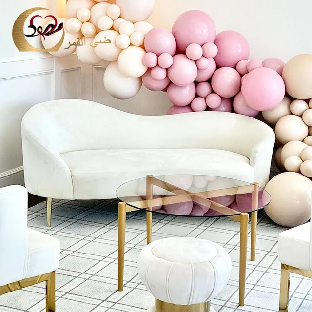 Royal Design 3 Seater Cream Velvet Loveseat Wedding Sofa Sets