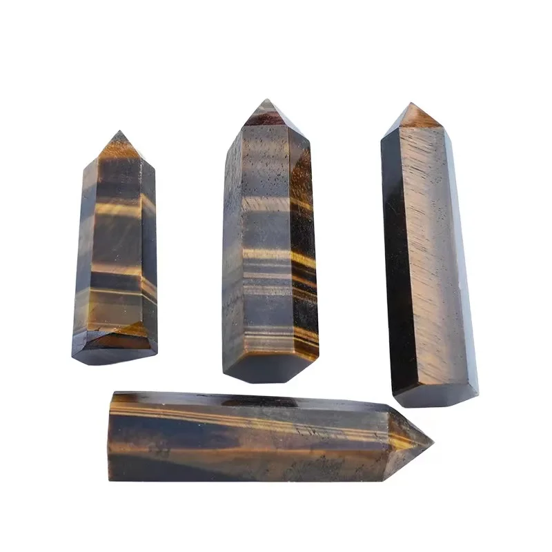 Natural tiger eye stone wand gem strips craft tower yellow original small crystal point for souvenir