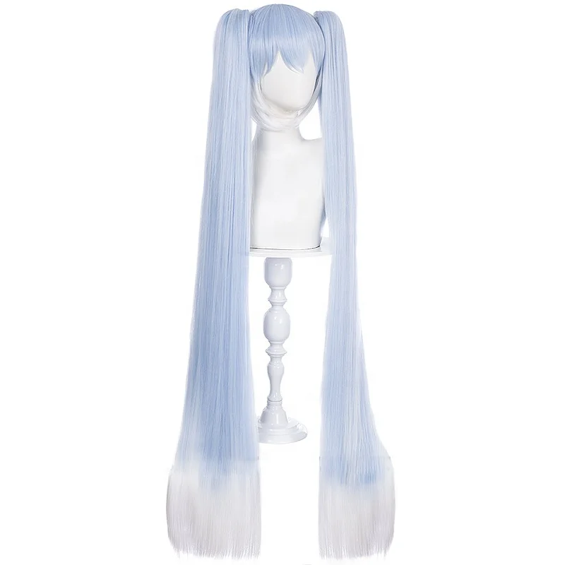 G&T Wig Hat-sune Mi ku Blue Anime Cosplay Wig,Snow Mi ku (Blue-grey) Synthetic Natural Long Wave Wigs for Halloween, Party Wig