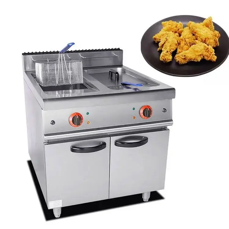 China manufacturer oil water separation electric gas deep fryer 24x24 double-cylinder electric fryer