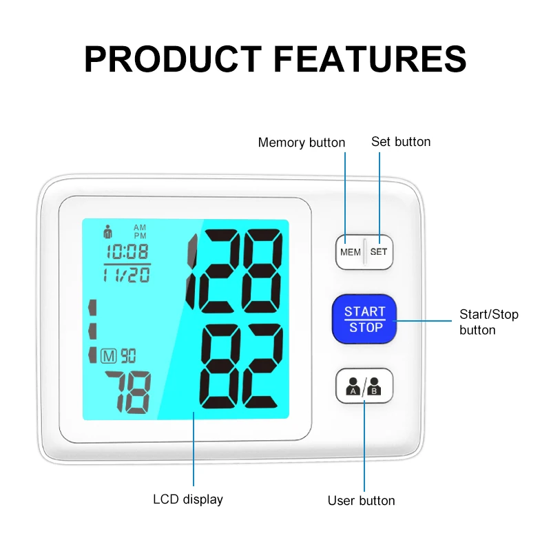 Professional Manufacturer Household Medical Intelligent Blood Pressure Machine Arm Type Tensiometer