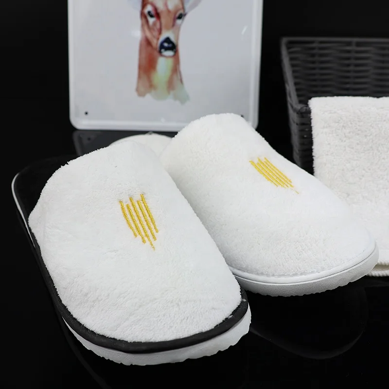 Роскошные Плюшевые принадлежности для отеля новейшего дизайна тапочки спа коралловые