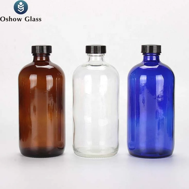 OSHOW оптом 5 мл 500 мл пустая красочная круглая Бостонская бутылка стеклянная бутылка для шампуня и лосьона