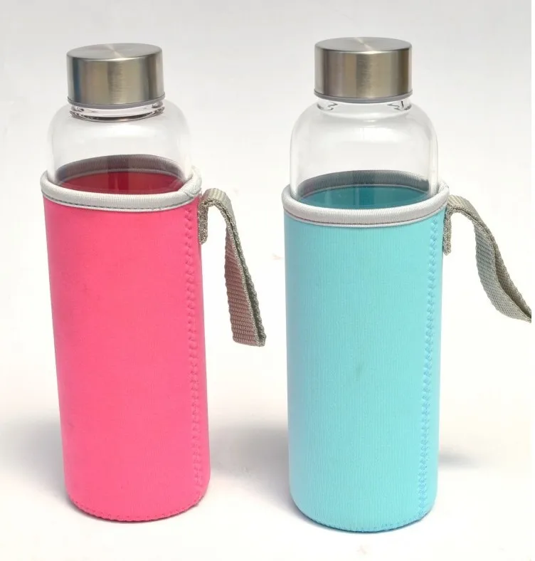 Crystal Infused Gem Water Bottle Wellness 500ml Glass water bottle wholesale Coloured stone glass water bottle