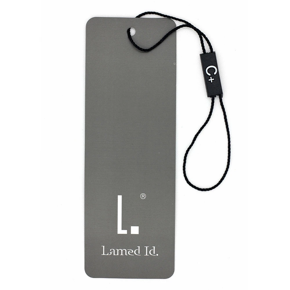 Custom swing hang tags new china label designs clothing garment pant logo tag