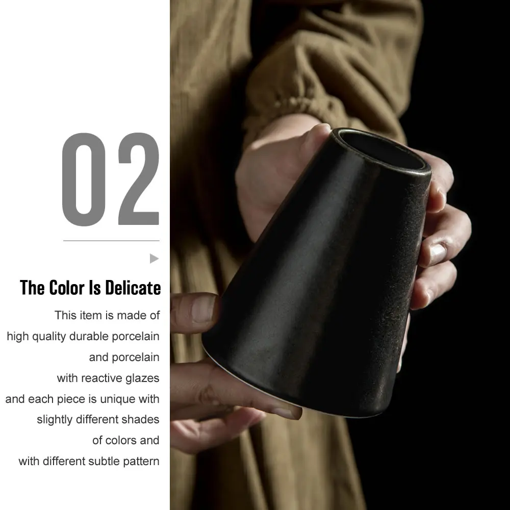 DXC Factory Direct Wholesale Restaurant Reactive Matte Black Modern Simple Small Ceramic Porcelain Decorative Flowers Vases