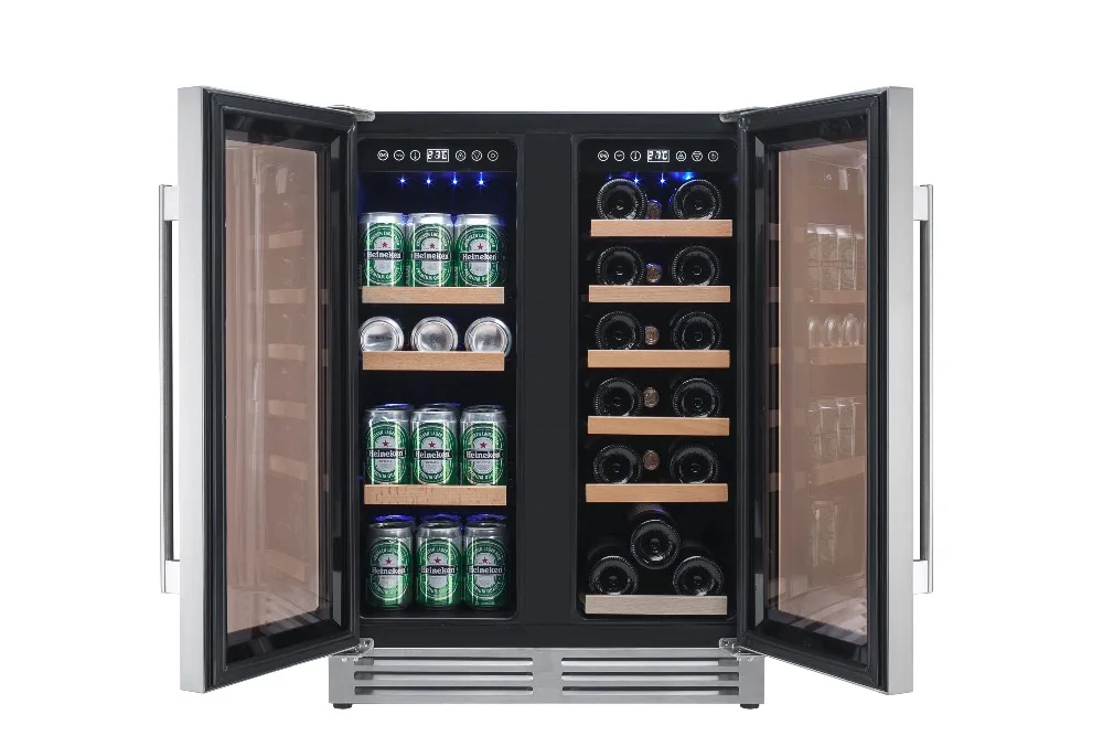 Холодильник для вина и напитков с гарантией качества, бортовой холодильник для вина, двухзонный дисплей для напитков, охладитель, холодильник для пива