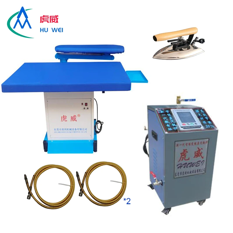 Laundry finishing equipment vacuum ironing table with steam generator and iron