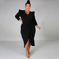 Winter Fall Fashion Long Sleeve Elegant Party Evening Women Clothing Plus Size Dress