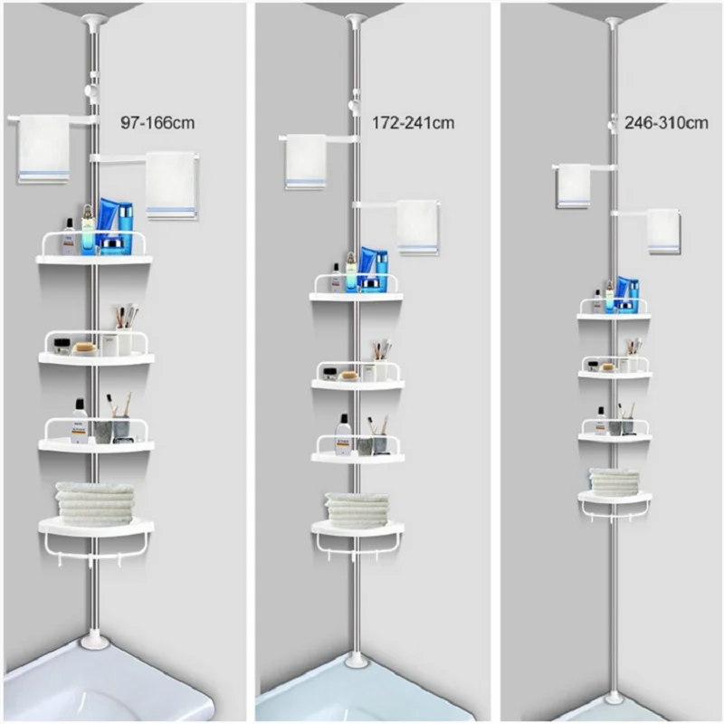 4 Tier Bathroom Bathtub Corner Adjustable Storage Organizer Shelf Telescopic Shower Rack