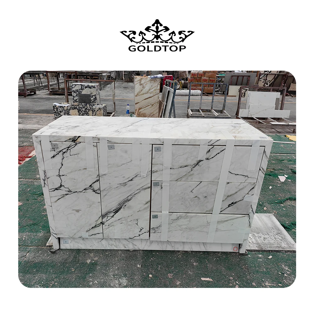 GOLDTOP OEM/ODM Marmore Wholesale Glossy Calacatta Paonazzo Marble Slabs for Floor Tiles and Kitchen Countertops
