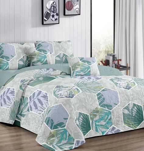 Stock Printed Ultrasonic Microfiber Quilt Bedding Set