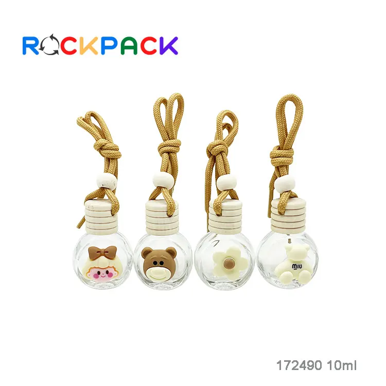 Wholesale 10ml empty air freshener diffuser car hanging perfume bottles with wooden cap
