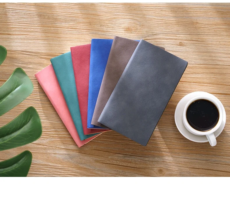 Custom Printing B5 A5 A6 Soft PU Leather Cover Notebook Fashion Simple Lined Journal Plain Diary Student Planner