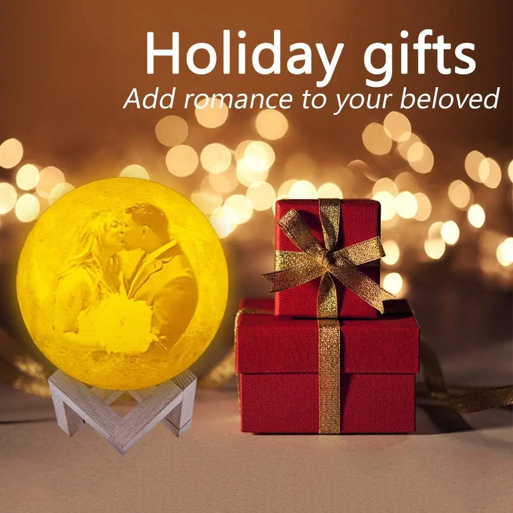 Festival PLA Led Night Light Table Light Remote Control 16 Colors 3D Moon Lamp Customized Big Floating For Christmas Gift Kids