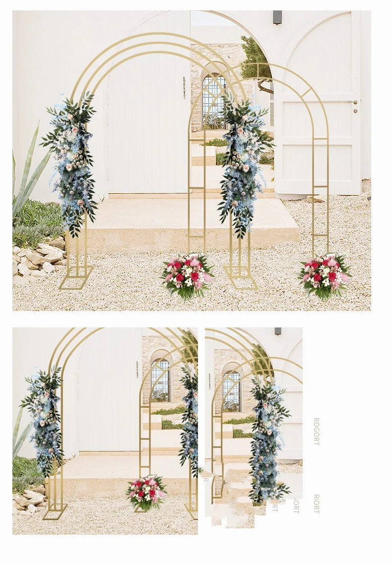 Popular iron wedding props background decoration rack stage arch flower stand romantic gold metal arch