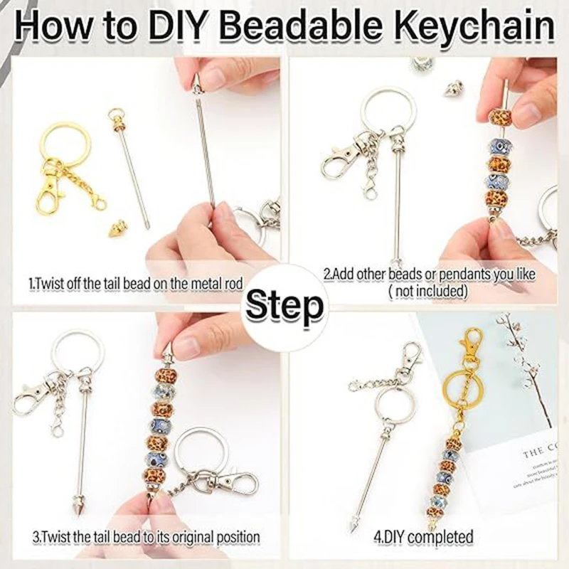 Fashion Metal DIY Blank Key chain Bar Handmade Beads Key accessories Crafting Jewelry Accessories Promotion Bead Key chain