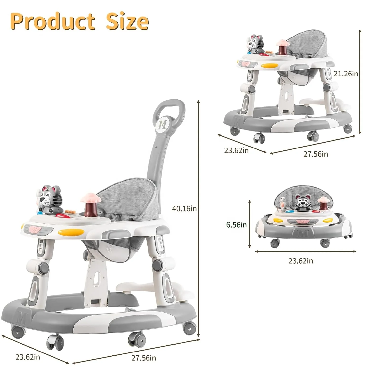 Baby Walker, 4-in-1 Foldable Baby Walkers and Baby Activity Center with Toys Tray Infant Toddler for boys and girls  6-24month