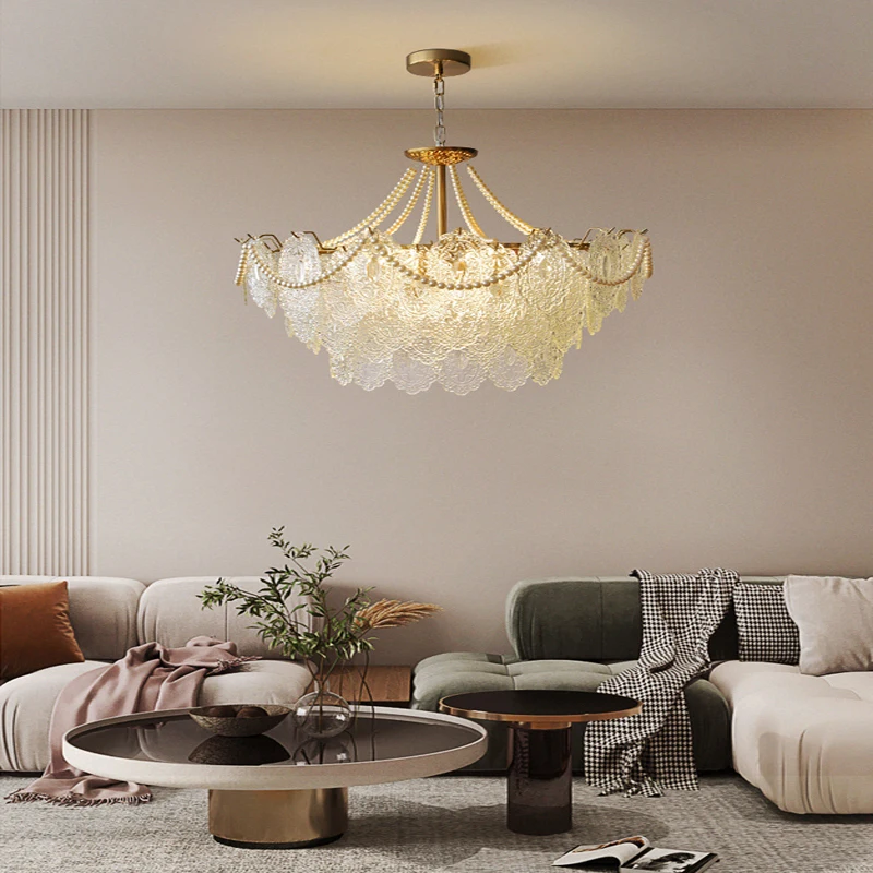 Multiple Types Classic Glass Hanging Lamps Elegant Art Glass Pendant Light for Living Room Bedroom Chandelier