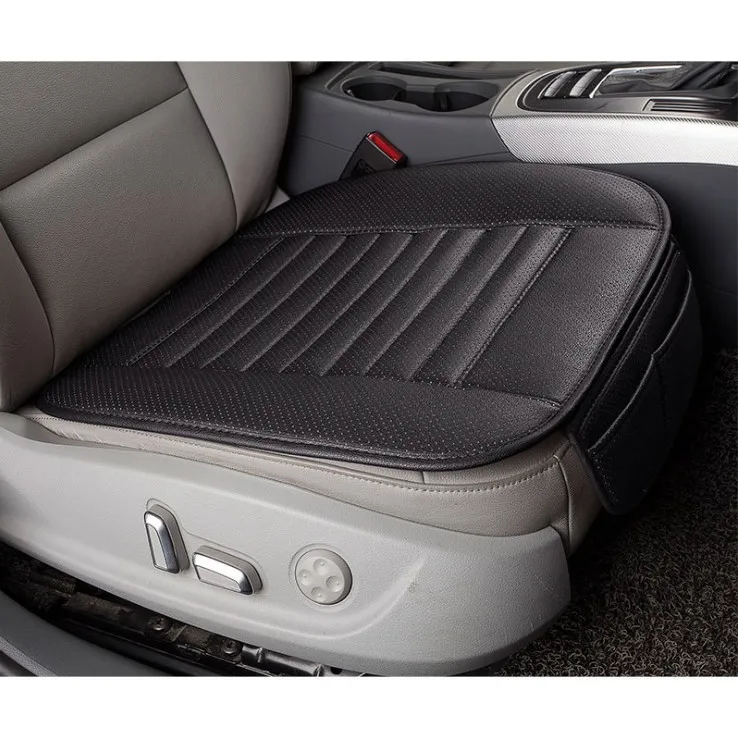 Breathable 2pc Car Interior Seat Cover Cushion Pad Mat for Auto Supplies Office Chair with PU Leather(Black)