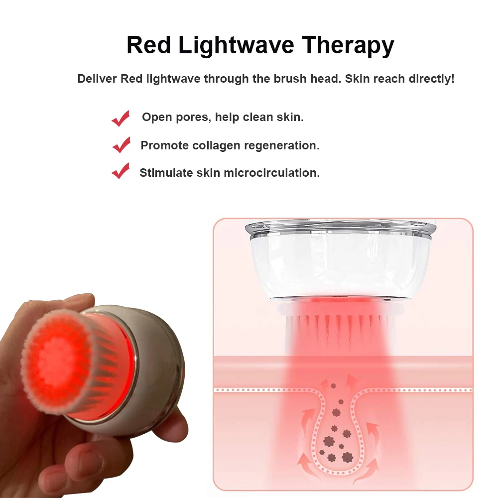 Mini IPX6  water-proof wireless charging silicone face cleansing brush deep exectric facial cleaner device with led light