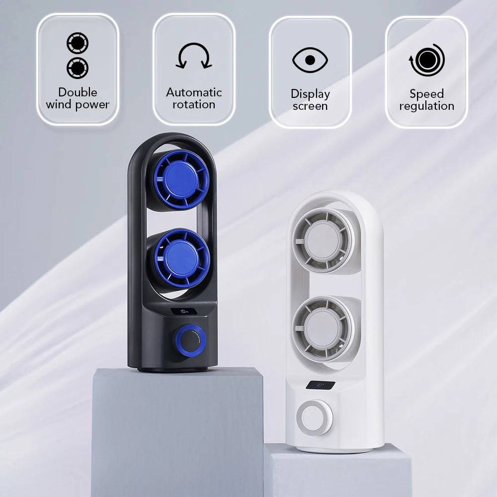 IMYCOO New Arrival 4000mAh Rechargeable Battery Double Mini Table Fan Wholesale Custom Portable USB Small Desk Fan