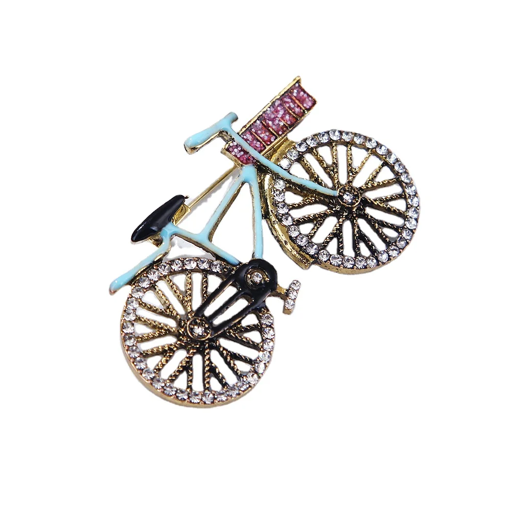 custom Stainless steel brand brooch pin rhinestone gold plated brooch broches jewelry