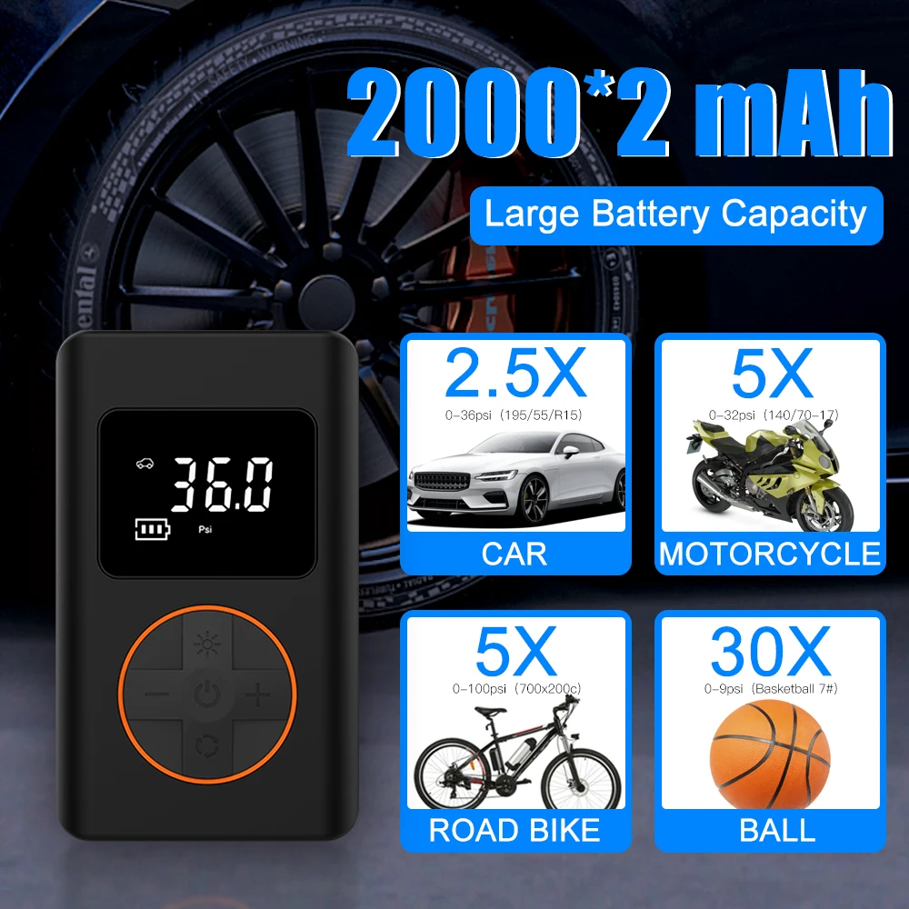 digital mini tire tyre inflators portable battery car air pump electric compressor 12V air inflator