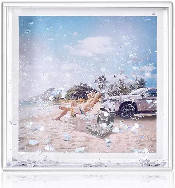 Factory direct sales instax mini glitter picture frames acrylic liquid floating water glitter photo frame