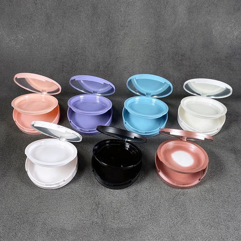 Stock 100pcs Round 59mm Pan Single Double Layers Powder Compact Case Packaging Custom Private Label Eyelashes Box Packaging