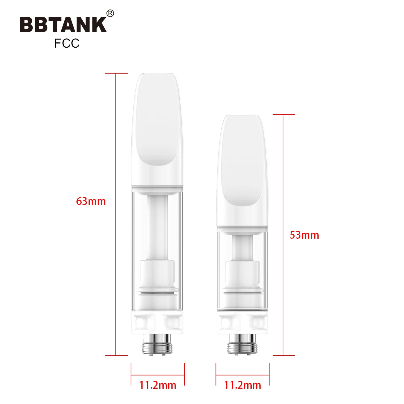 BBTANK FCC Wholesale All Ceramic Vaporizer Cartridge 1g  510 Thread Vape Cartridges .5ml CBD oil Cartridge