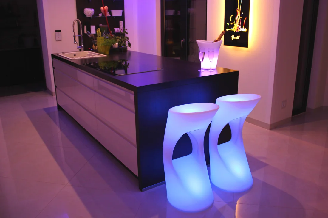 Modern color change plastic garden led glow furniture hire high Bar stools