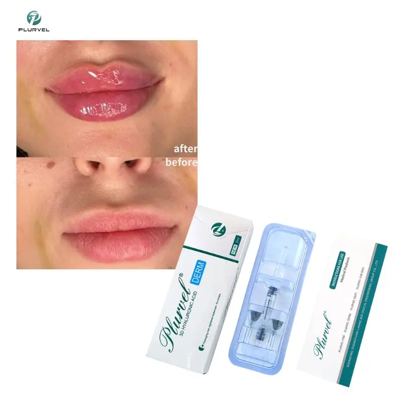 Plurvel Hyaluronic Acid 2ml 24mg/ml Pure Lips Dermal Filler Derm Injection With Needle And Lido For Lip