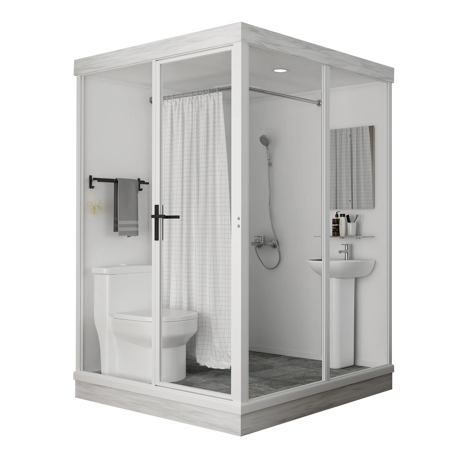 Black Style Luxury All In One Bathroom Prefabricated Prefab Bathroom Modular Pod