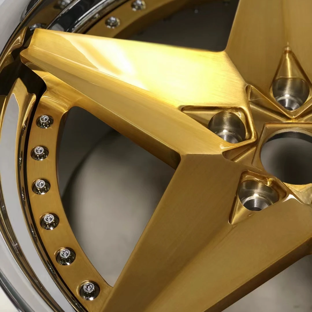 Customized 2 piece Forged rims disc with polished lip and chrome face  Concave deep lips  5*112 5*114.3 5*120