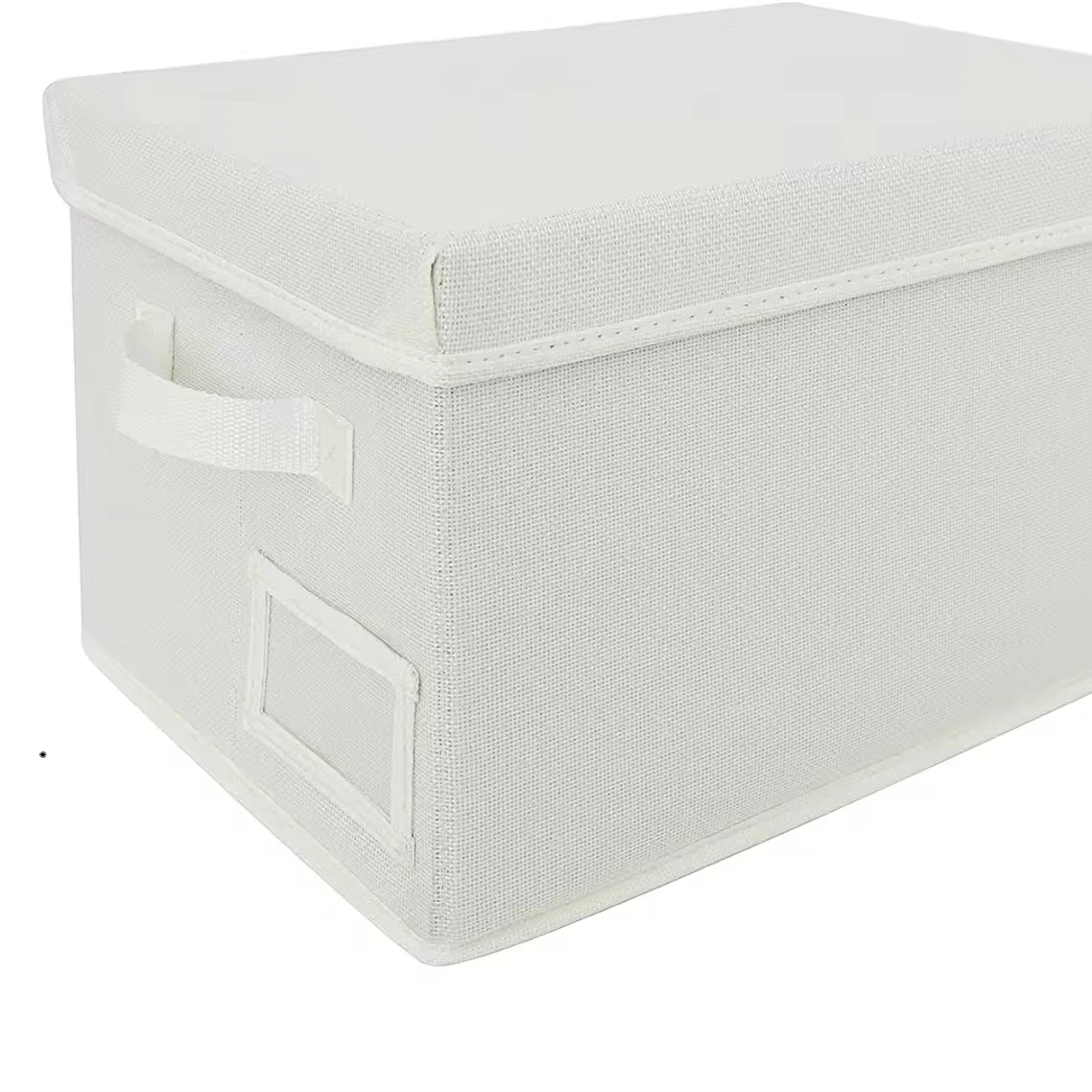 Collapsible 35L Linen Fabric Storage Box Foldable Design Lid Clothing Toys Sundries Shoes Food Kitchen Wardrobe Bathroom Use
