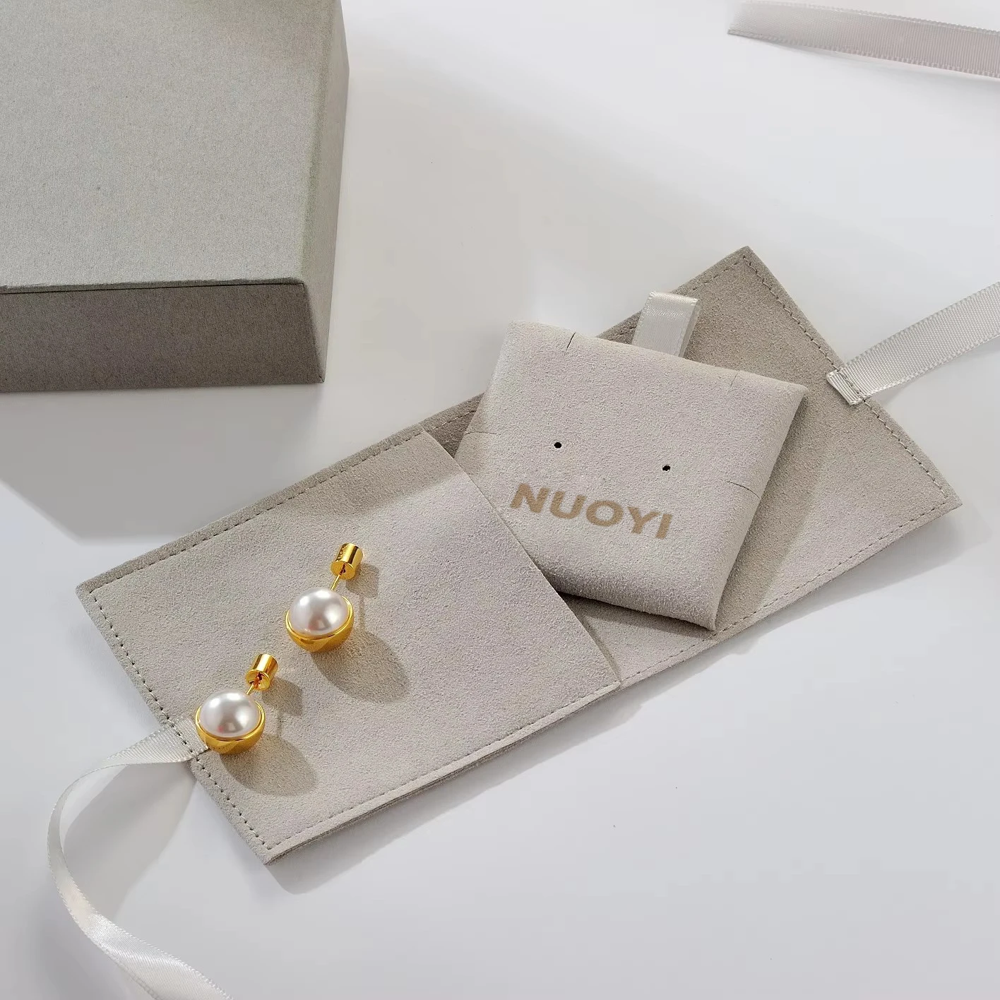 Box and Bag with Insert Set Jewelry Box Plus packaging Jewelry Bag Drawer Bracelet Necklace Earring Box Microfiber Pouch