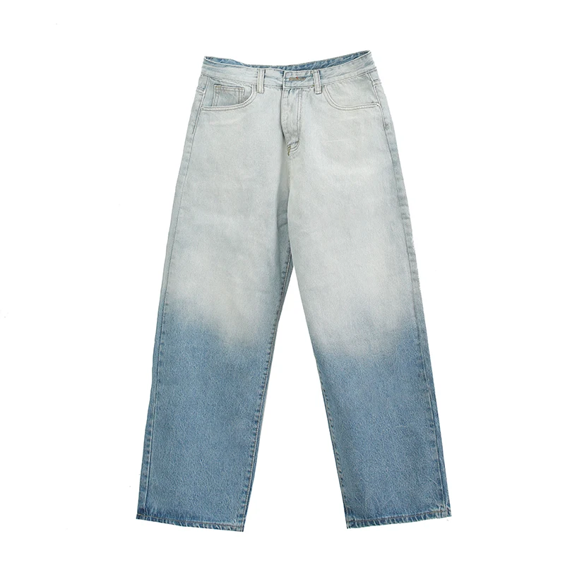 
High quality gradient straight-leg jeans for women wide leg straight leg jeans 