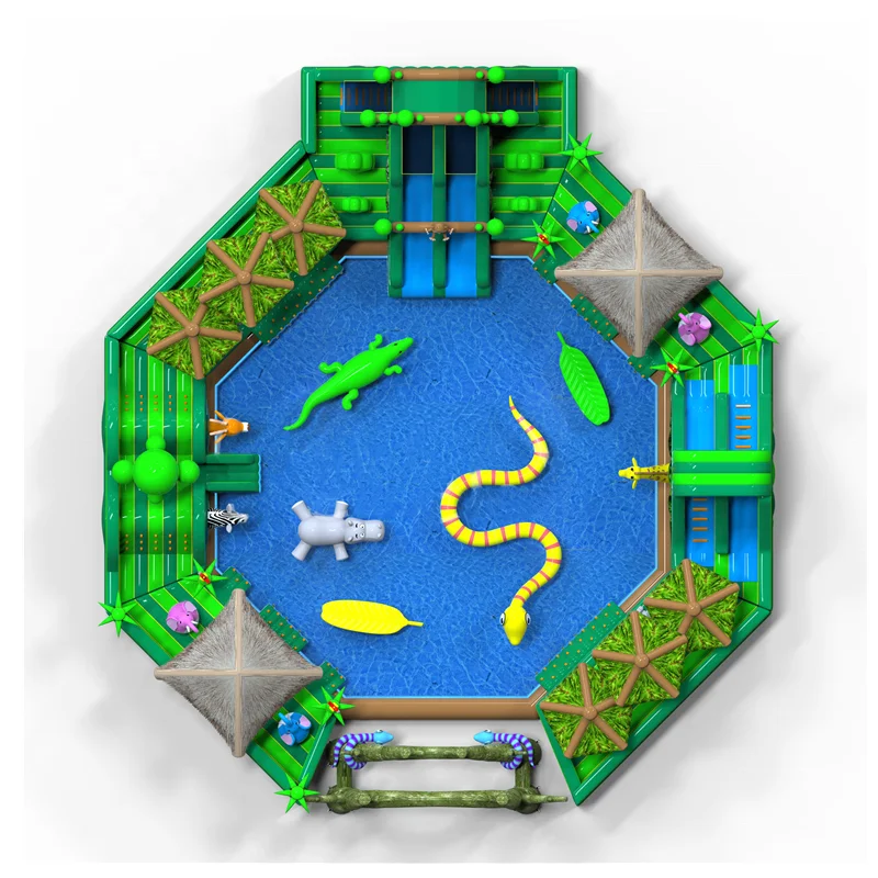 Outdoor PVC Amazon Jungle inflatable water pool park for kids and adult On Sale