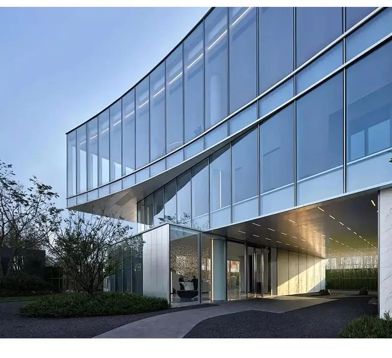 Aluminium Facade Panel Frameless Commercial Glass Curtain Wall System Mall Hospital Outdoor Hotel Durable Metal Steel