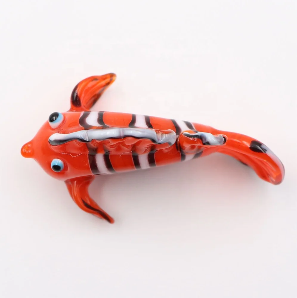 Murano Decorative Art Sculptures Funny Sea Creature Figurines Hand Blown Glass Clown Fish