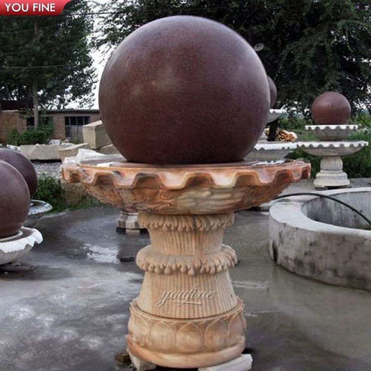 Hand Carved Marble Rolling Ball Water Fountain Spheres for Garden Decoration
