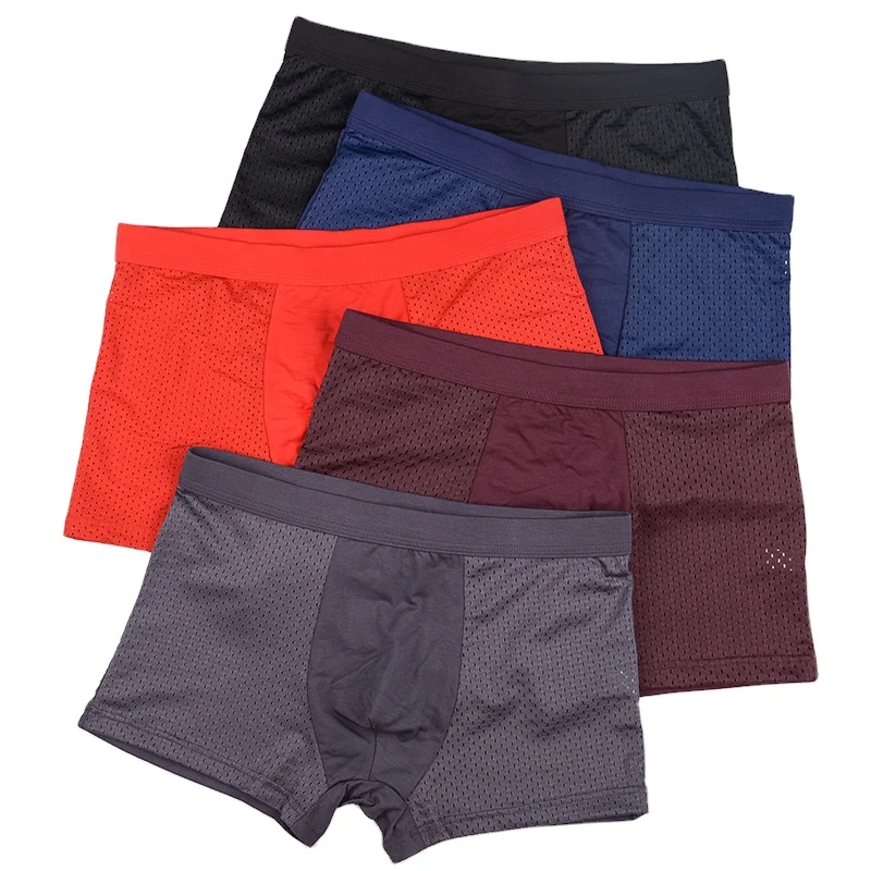Jiyun Wholesale Pure Color Summer Mesh Boxers Man Underwear Modal Big Sizes Male Boxer Briefs