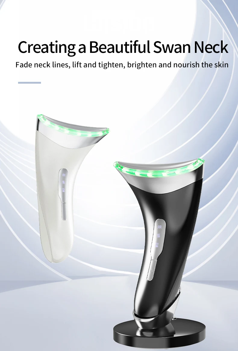 Mini Handheld LED Light Therapy Massager Anti-Aging Wrinkle Skin Lifting U Shape Device with USB Plug for Facial Neck Uplifting