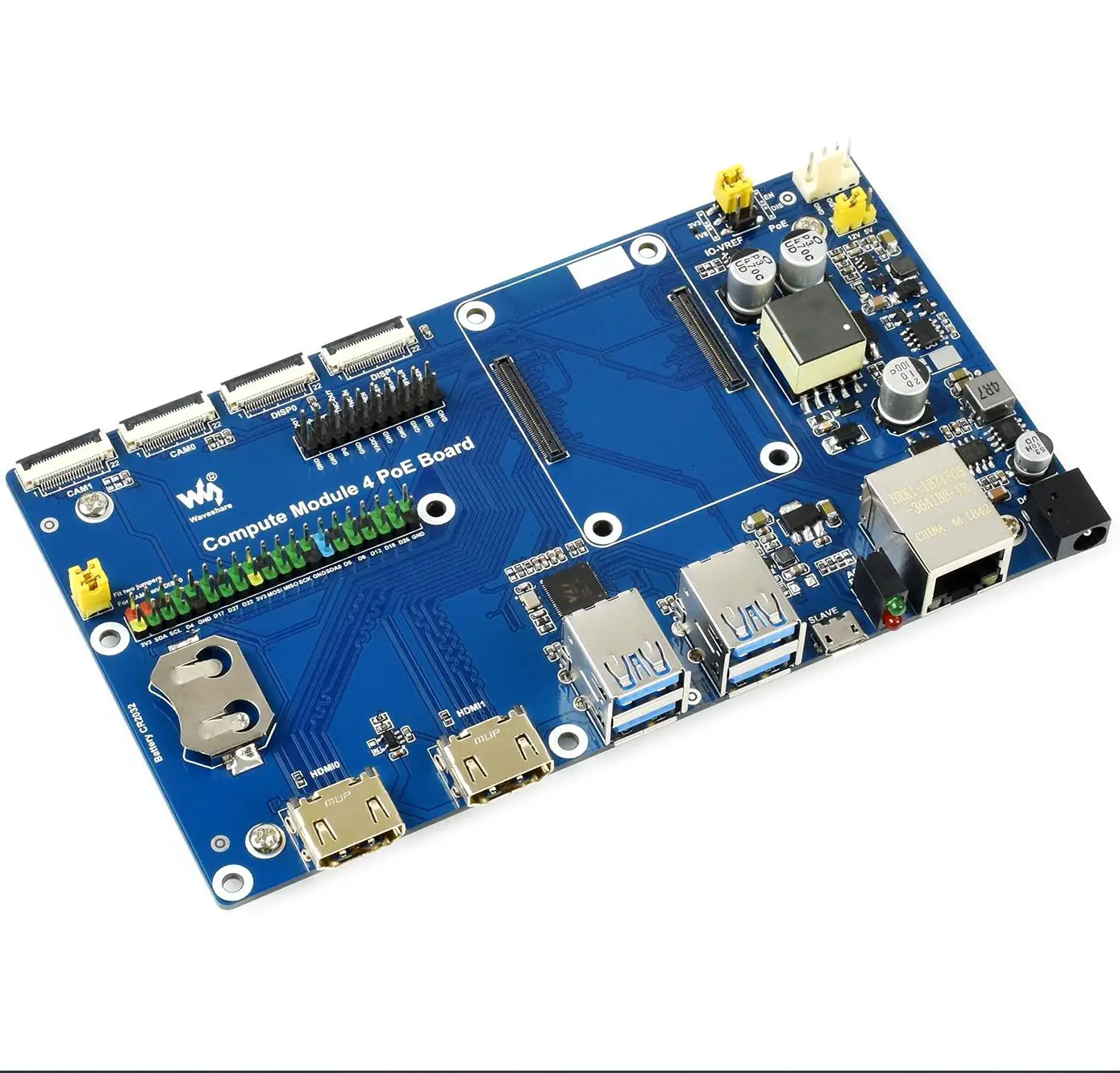 Waveshare Raspberry Pi вычислительный модуль 4 IO Плата с функцией PoE для всех вариантов CM4