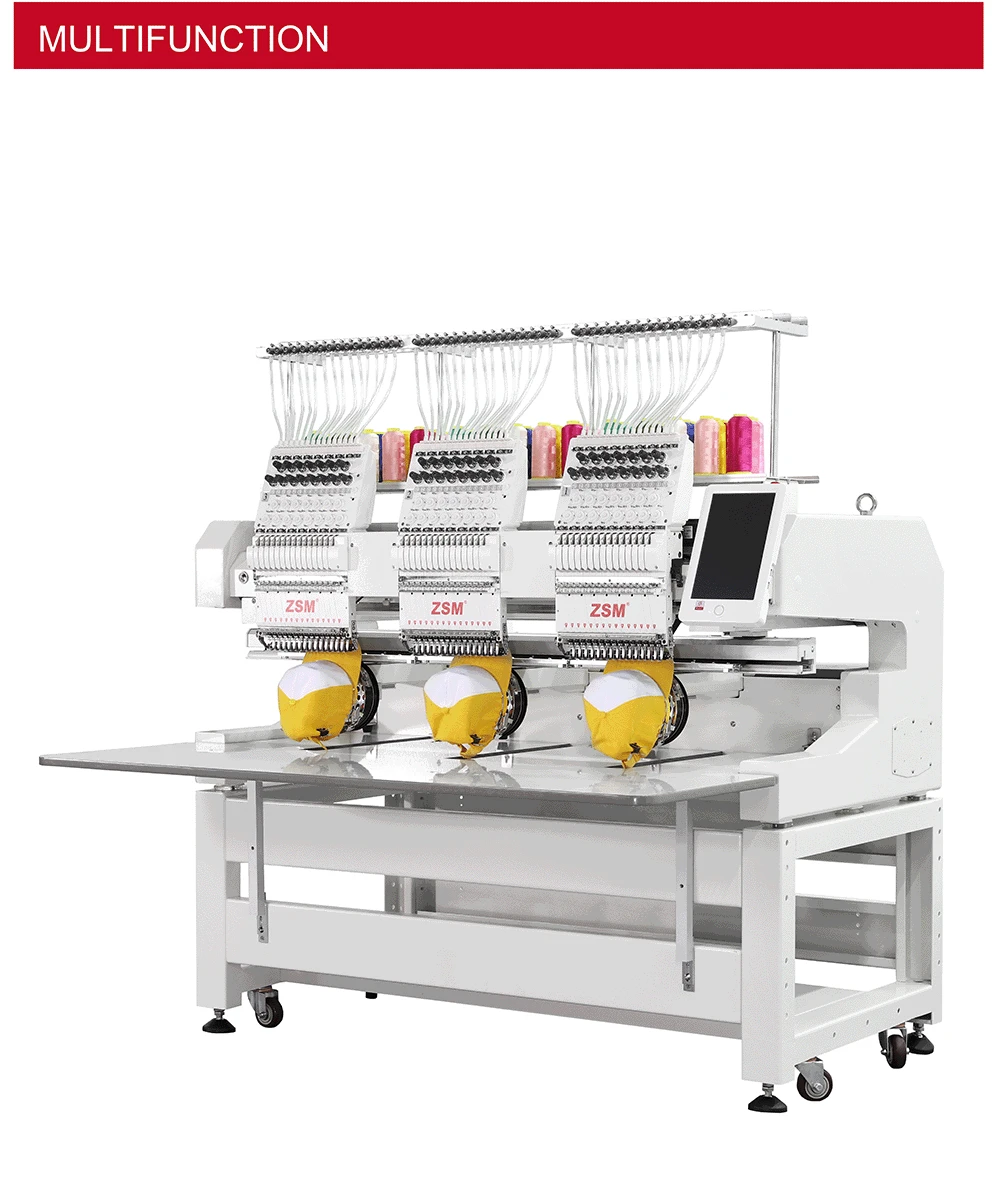 New Design Three Heads Embroidery Machine Commercial T-shirt Embroidery Sewing Machine Computer Embroidery Machine