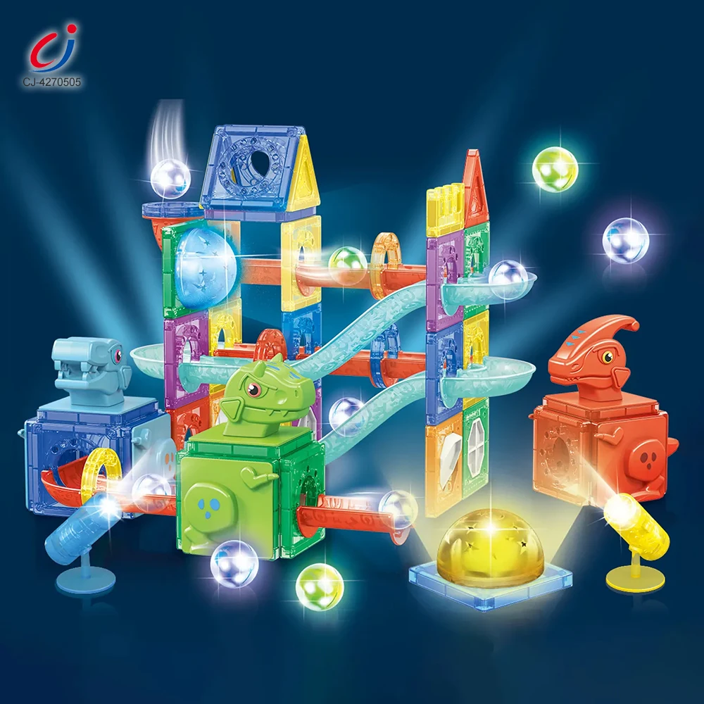 Chengji magnetic dinosaur blocks educational toys 3d magnet lighting ball bearings colorful magnetic building blocks toys