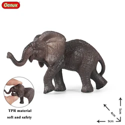 Oenux Wholesale Lovely Cartoon Wild Animals Deer Hippo Lion Wolf Model Action Figures Safety TPR Cake Toppers Kids Gift Toy